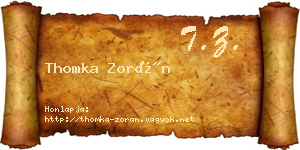 Thomka Zorán névjegykártya